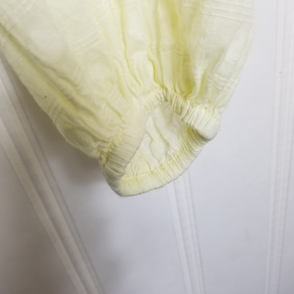 Free People Ballon Sleeve Crop Top Womens Yellow Button V Neck Longsleeve - Picture 11 of 15